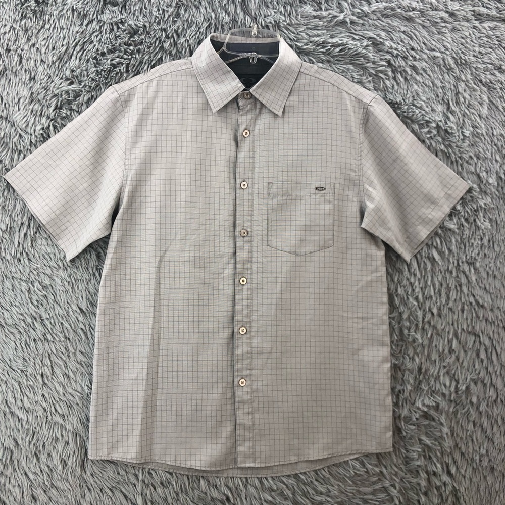 Oakley Shirt Mens Medium Regular Fit Gray Checkered Button Up Dress Shirt